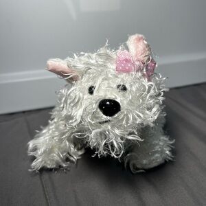 Ganz Webkinz White Terrier Puppy Dog Curly Hair Pink Bow No Code‎ Plush